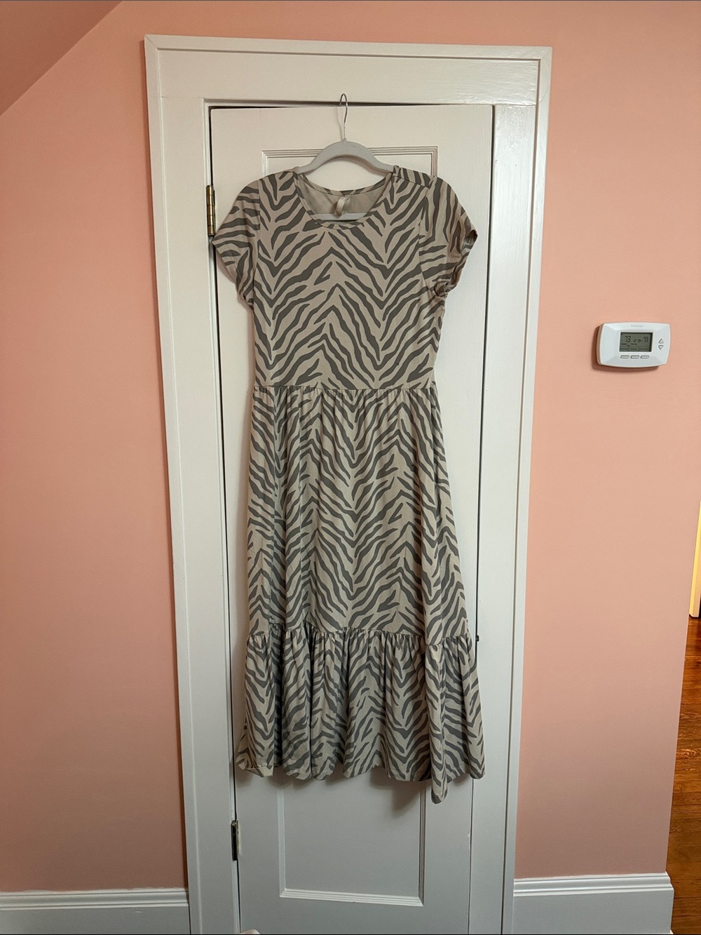 Mata Traders Beige and Gray Zebra Maxi Dress